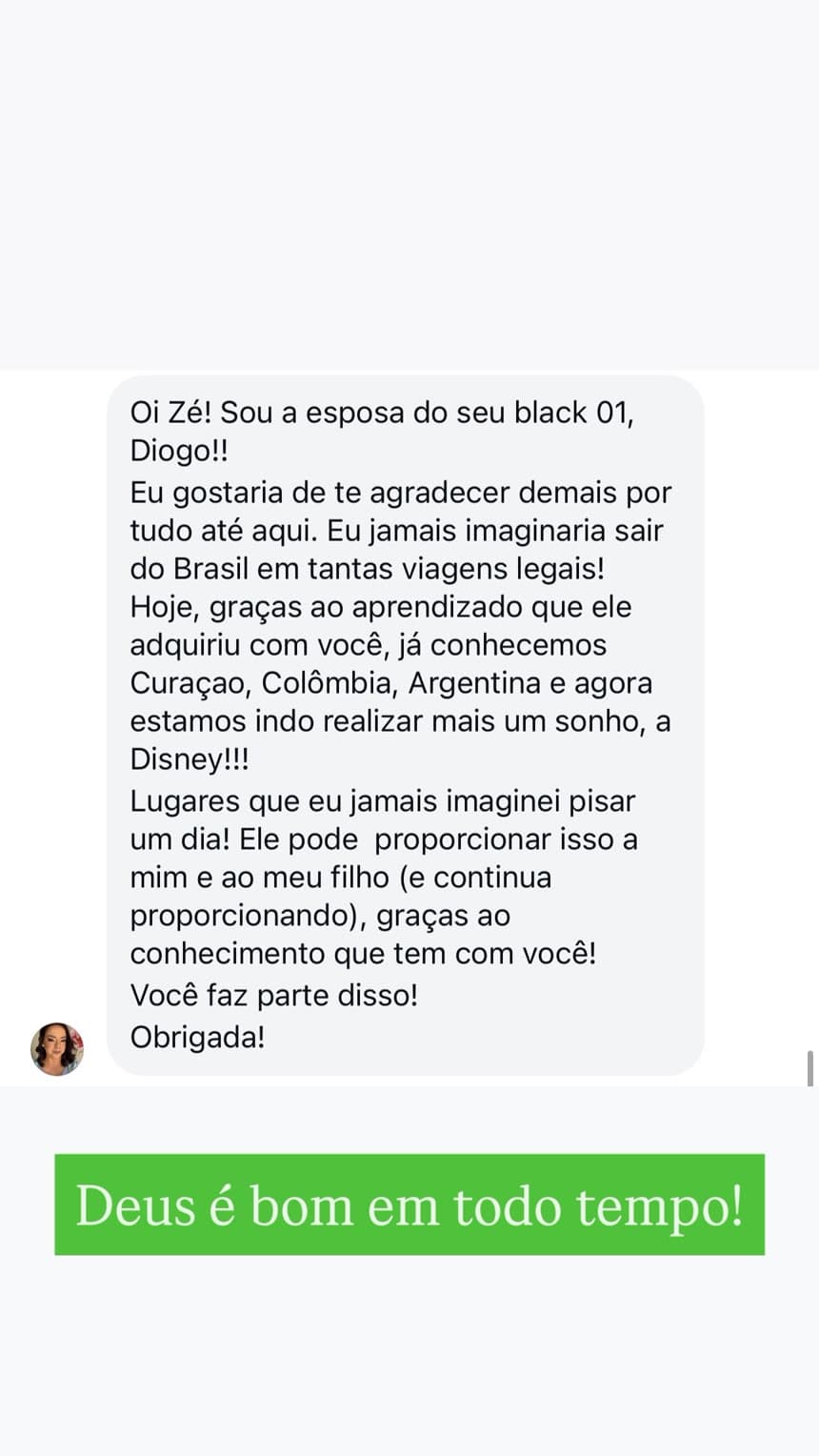Mensagem de Aluna do grupo